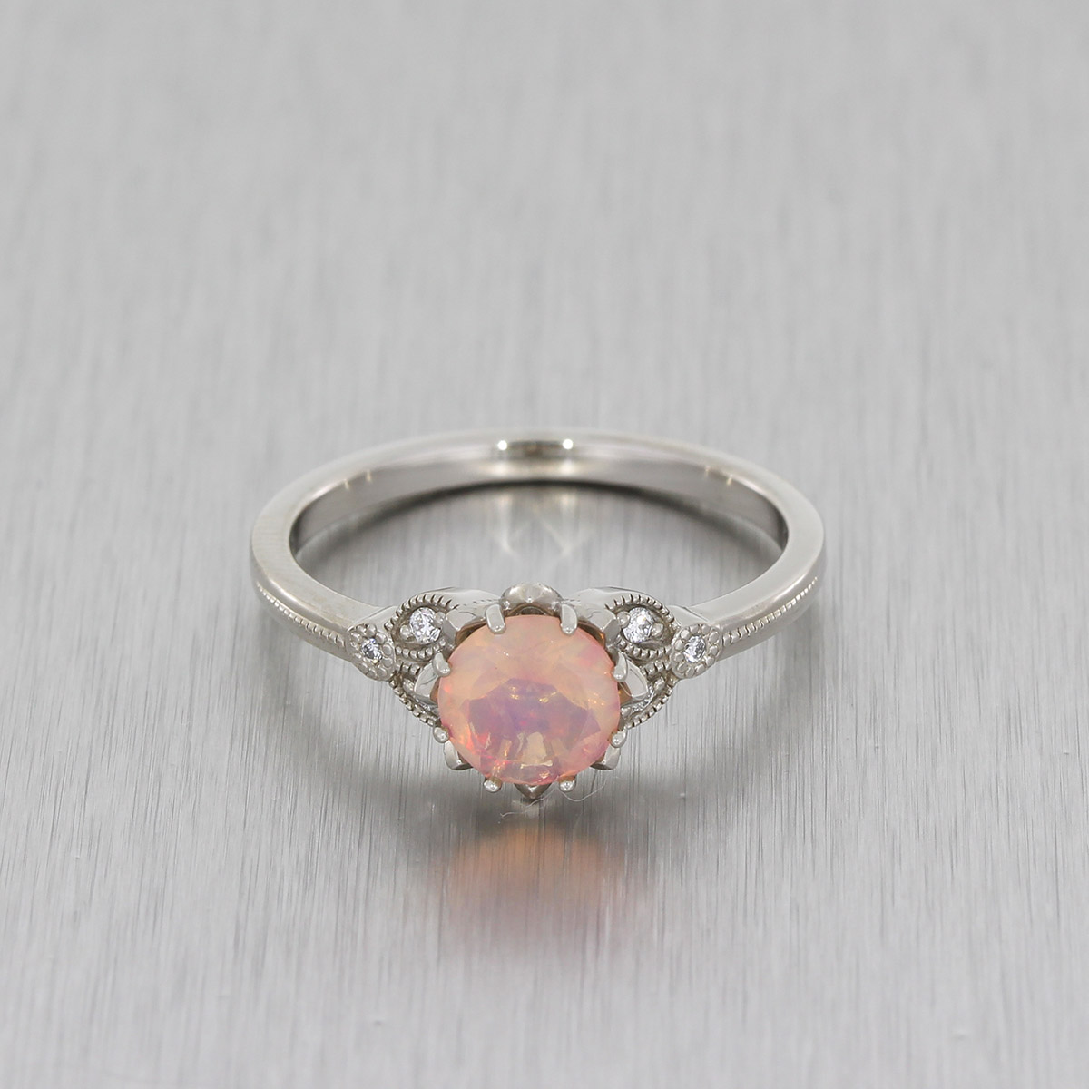 Faceted opal engagement on sale ring